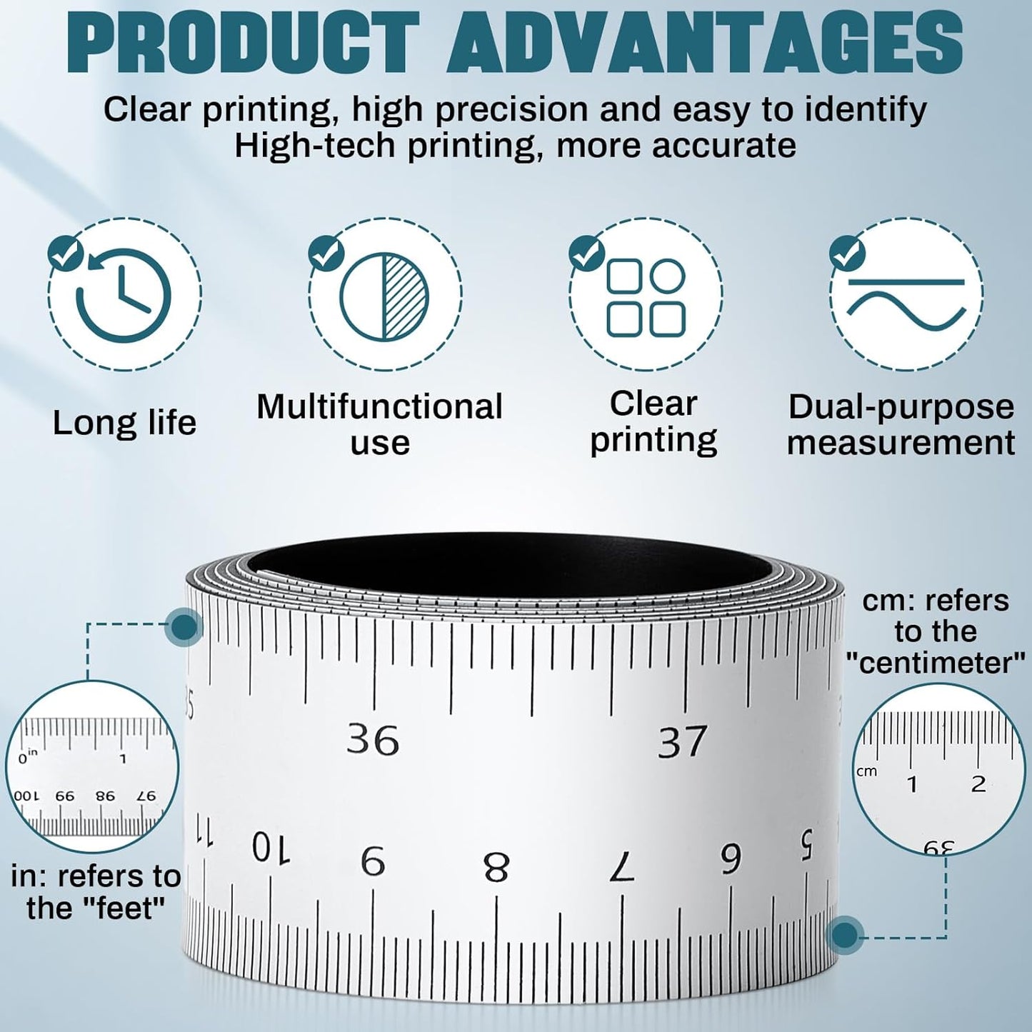 2 Pcs 39.37 Inch Magnetic Ruler Flexible Magnetic Ruler Magnet Measuring Tape with Both Inches and Centimeters, Suitable for Whiteboard, Lathes, Workshops, Table Saws, Mills, Easy to Take