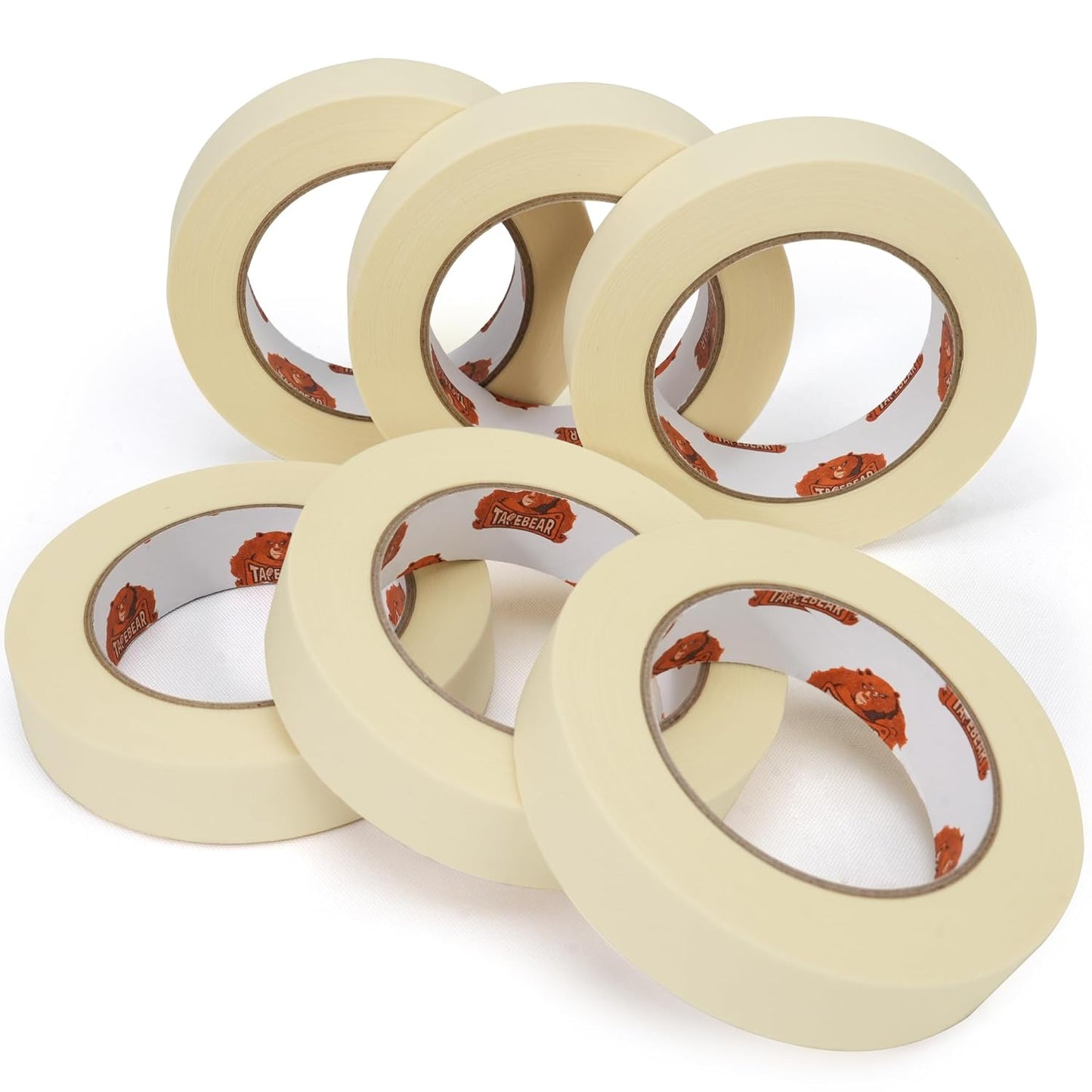 TAPEBEAR General Purpose Masking Tape 1 Inch x 60 Yards, Beige White Painters Tape for Painting, Labeling, DIY Arts Crafts, Home Office School Projects, 6 Rolls