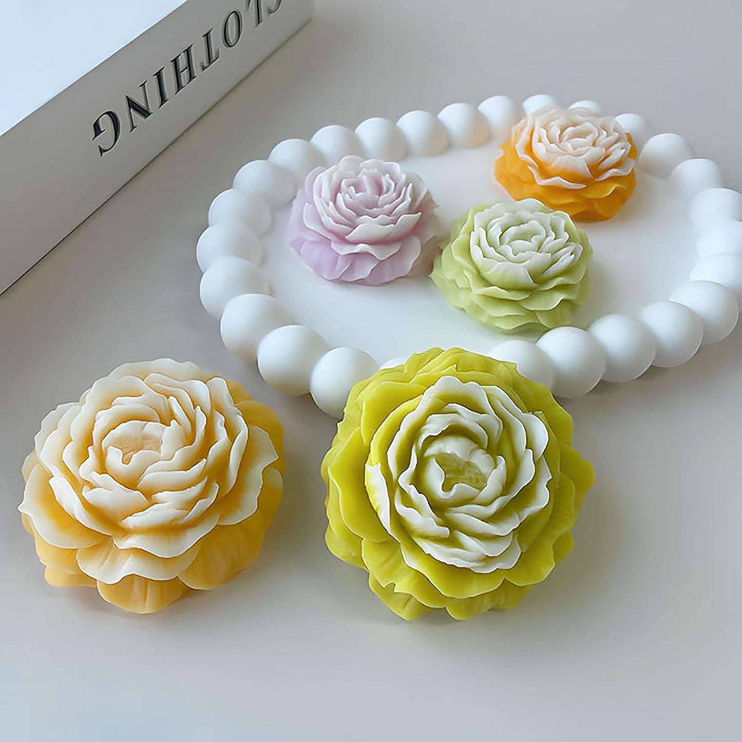 3D Peony Candle Mold 2Pack, Peony Molds for Candles, for Soap/Soy Wax/Clay/Candle/Epoxy Resin Making molds, DIY Craft Suppliers for Party/Home/Wedding Decoration