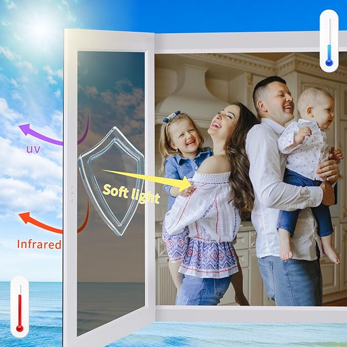 Window Privacy Film One Way Daytime Mirror Tint Treatments UV Heat Control Vinyl Stickers Sun Block Glass Paper Door Covering Reflective 35.4 Inch x 32.8 Feet Brown Silver