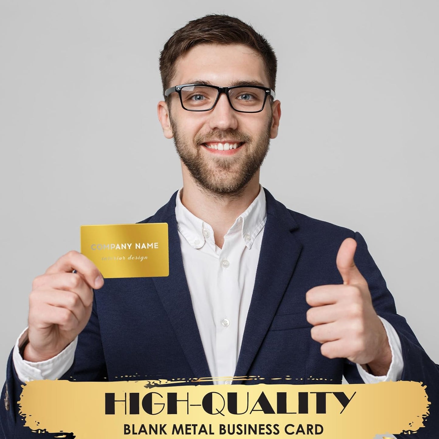 weparmeety 100 Pcs Metal Engraving Blanks Aluminum Sheet Laser Engraving Business Card Multipurpose DIY Gift Cards 86 x 54 x 0.21 mm (Gold)