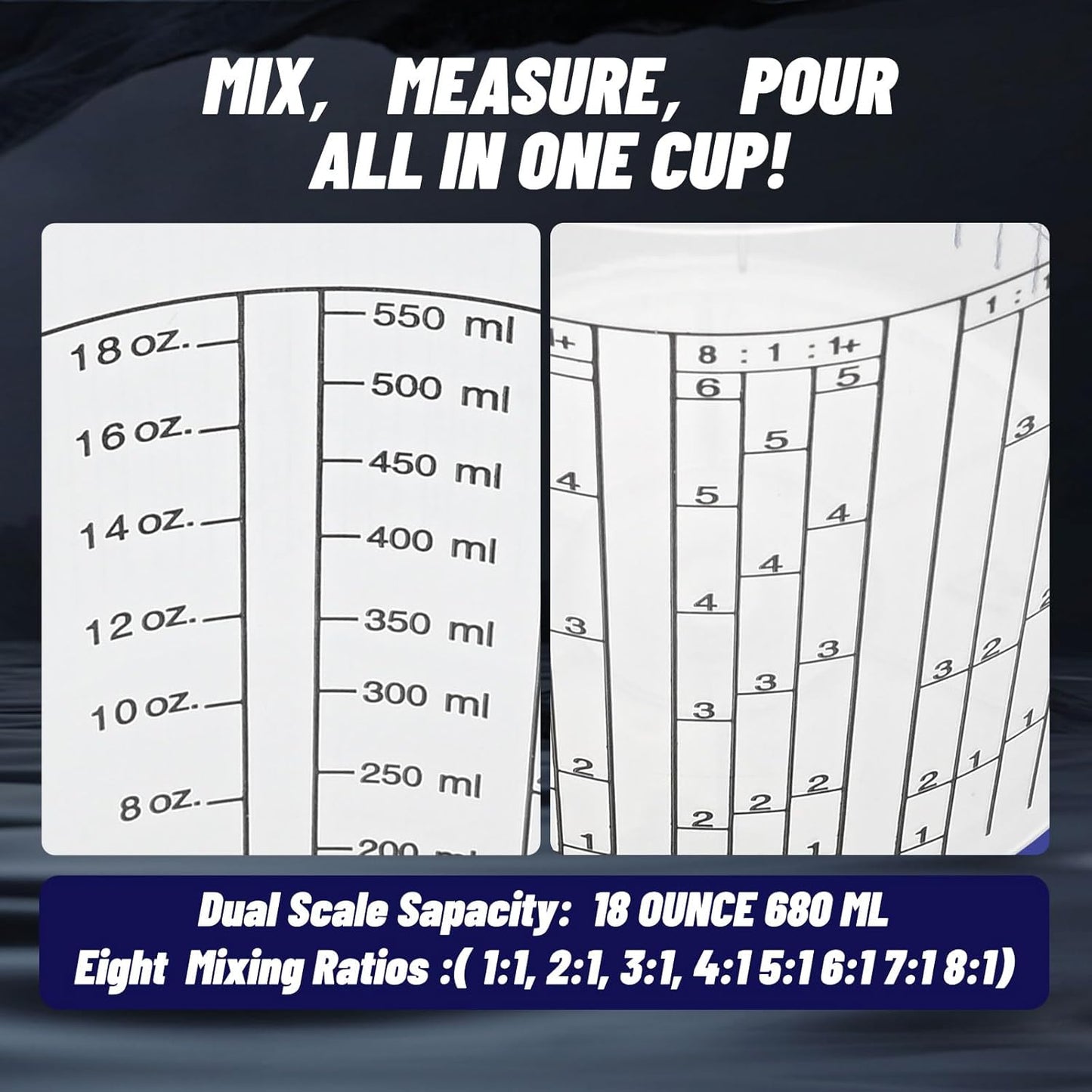 15 PACK Paint Mixing Cups by KEHE REFINISH,10 oz (300ml),Disposable or Reusable Plastic Measuring Cups with Lids for Liquids, Paints, Resin, Epoxy, Art,Ratios 1:1,2:1, 3:1, 4:1,5:1,6:1,7:1,8:1
