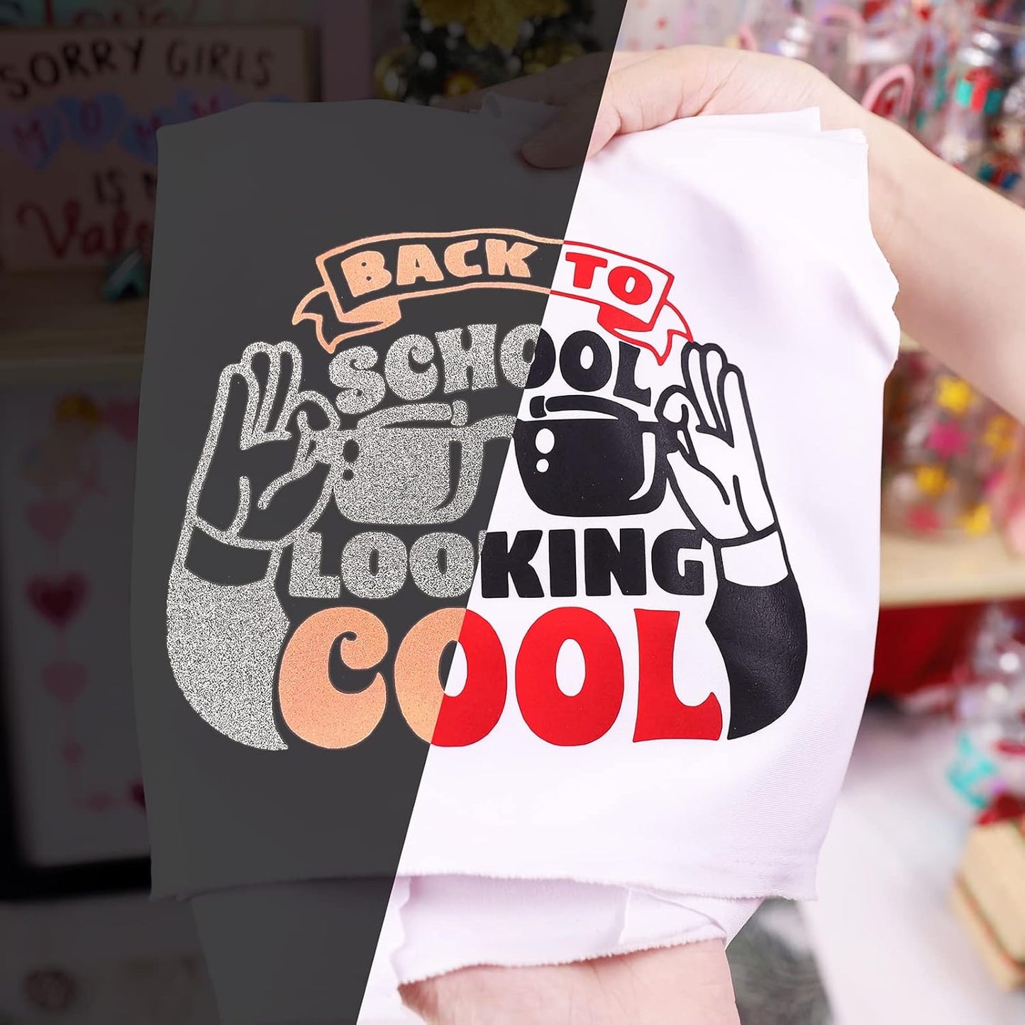 GIRAFVINYL Black Reflective Vinyl - 12" x 7' Iron on HTV for T-Shirt, Easy to Weed Heat Transfer Vinyl