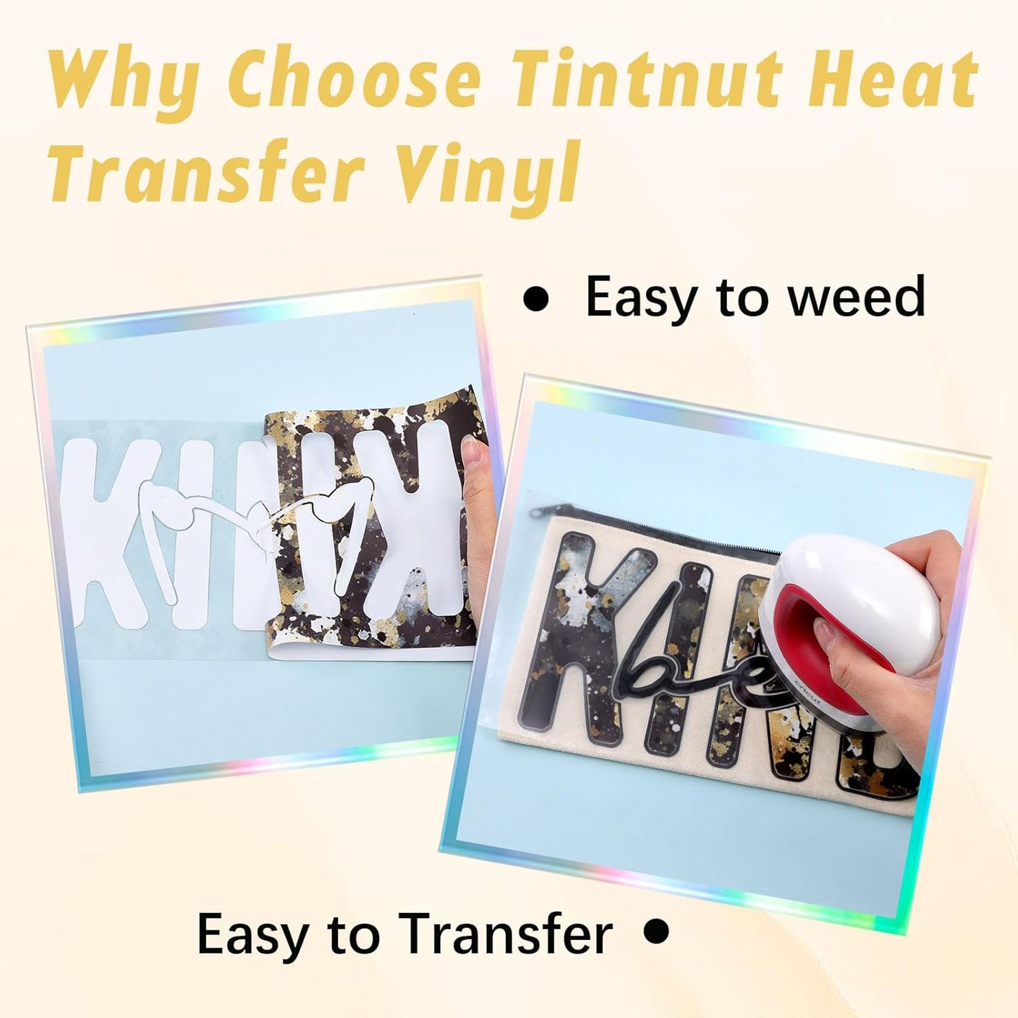 Tintnut Black Gold Splash Heat Transfer Vinyl - 6 Sheets 10"x12"Watercolor HTV Patterned HTV Iron On Vinyl for T-Shirts Hats Clothes,for Cricut & Silhouette Cameo