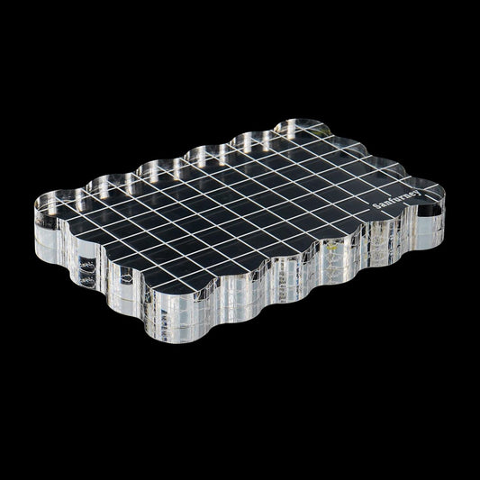 Sanfurney 1 Piece Acrylic Stamp Block, 15mm Thick, Clear Stamping Tool with Grid Lines Decorative Stamp Block for Scrapbooking Crafts Card Making