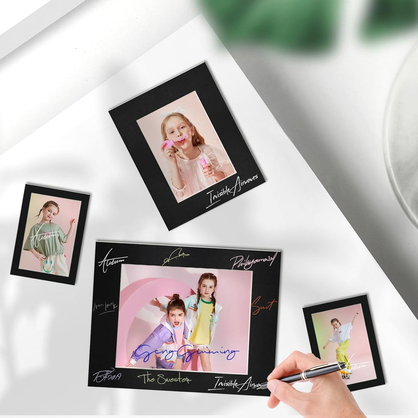 Egofine 11x14 Black Picture Mats Pack of 14, Frame Mattes for 8x10 Pictures, Acid Free, 1.2mm Thickness, with Core Bevel Cut