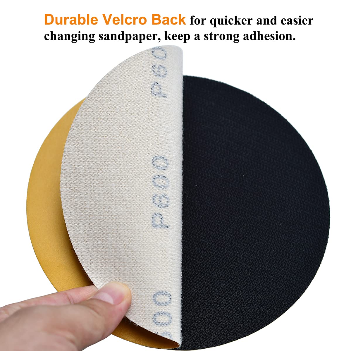 6-Inch No-Hole Hook and Loop Sanding Discs 600-Grit, Random Orbital Sandpaper for Automotive and Woodworking, 100-Pack