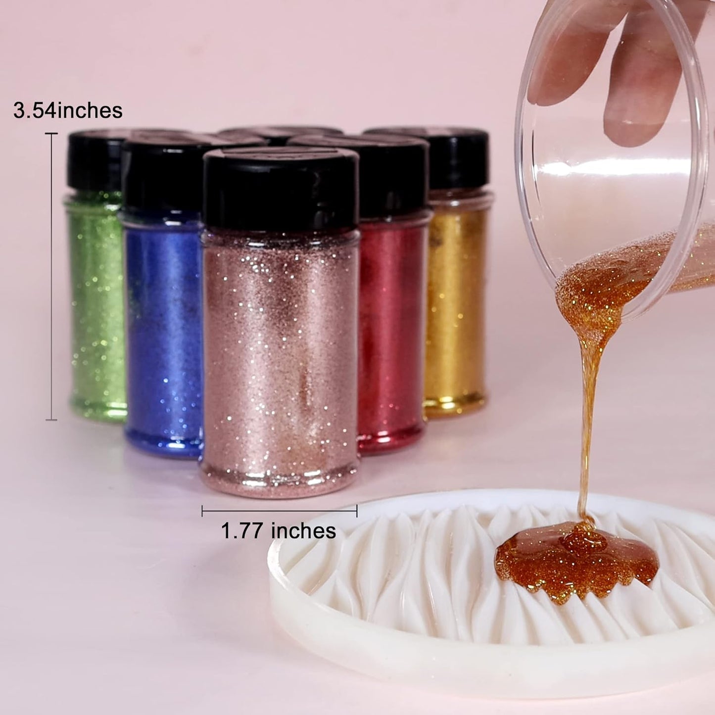 Renfio Ultra Fine Glitter Powder Metallic Resin Glitter 2.11 Oz (60g) PET Flakes Crafts Sequins 1/128" 0.008" 0.2mm Epoxy Chips Flakes for Tumblers Slime Decoration - Enamel Blue
