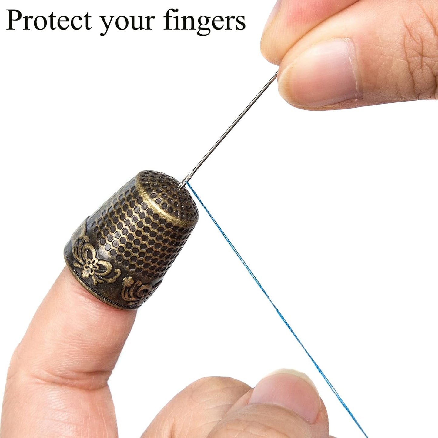 J.CARP 4Pcs Sewing Thimble, Copper Color Sewing Thimble Finger Protector, Finger Shield Fingertip Thimble Sewing Quilting Craft, Accessories DIY Sewing Tools