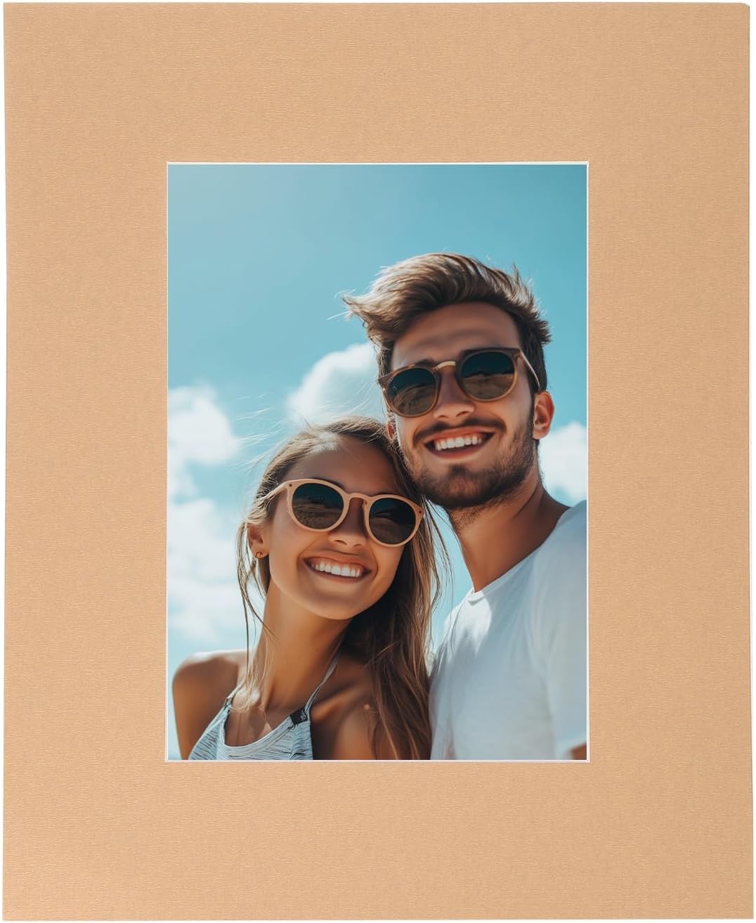 uxcell Picture Mats, 8 x 10 Mat Board Center for 5 x 7 Pictures Acid Free White Core Bevel Cut Frame Mattes with Backing for Display Art Measuring, Kraft Paper Color