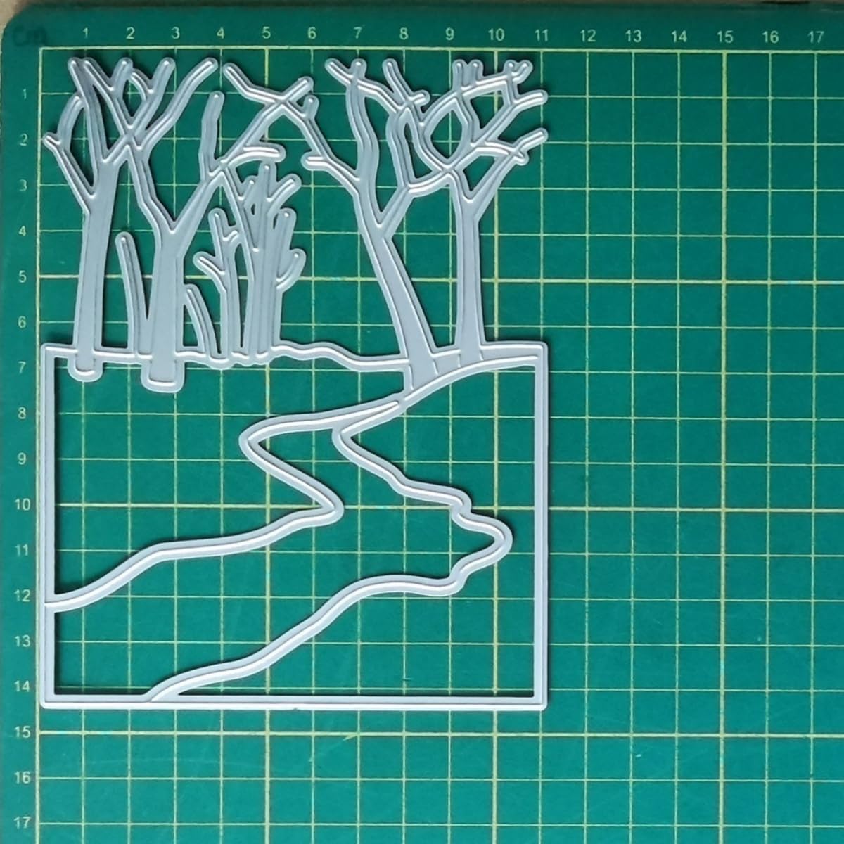 Mvchifay Cutting Dies Happy Birthday Metal Stencils Scrapbooking Tool DIY Emboss Paper Card Making (Roads and Trees-11x14cm)