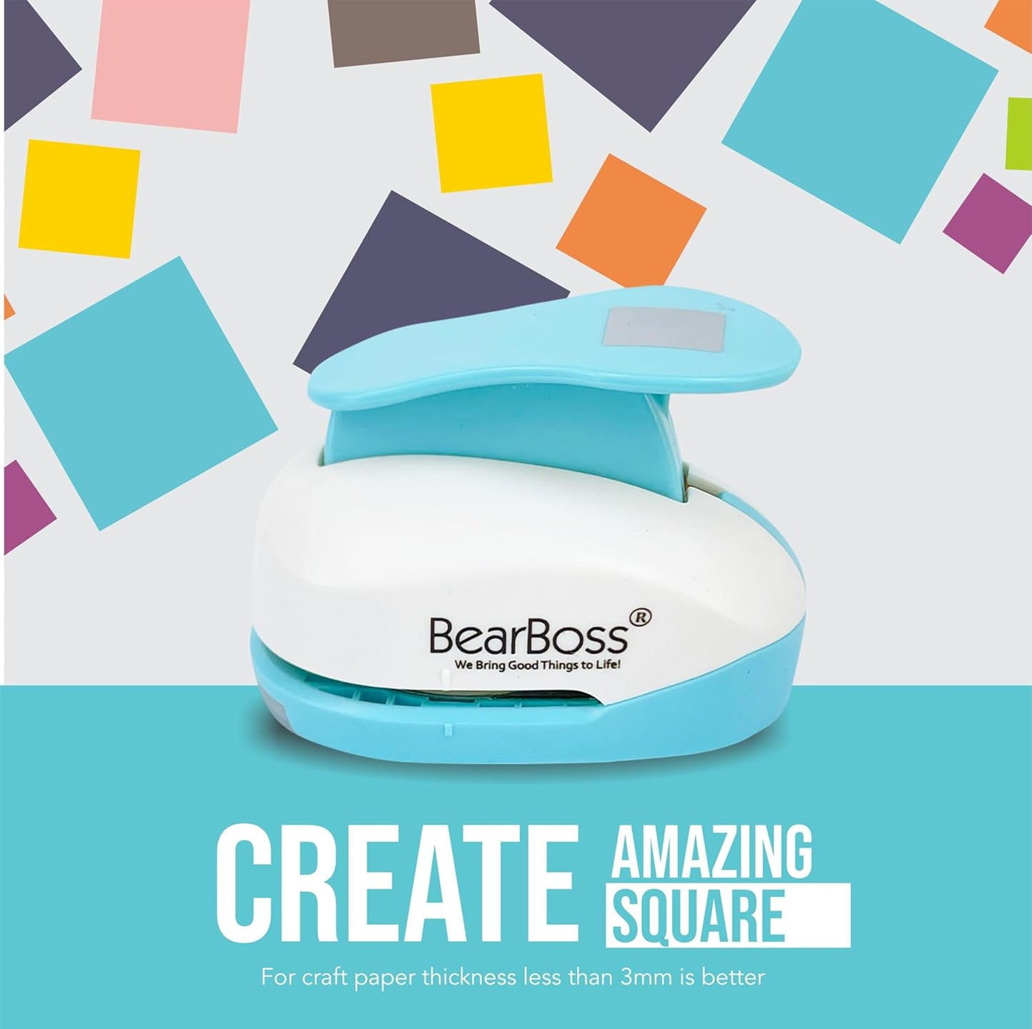 1 3/8 Inch Square Punch, Hole Punch Shapes, Paper Punch Set for Scrapbooking Festival Paper Greeting Card DIY Albums Photos (Classic White)