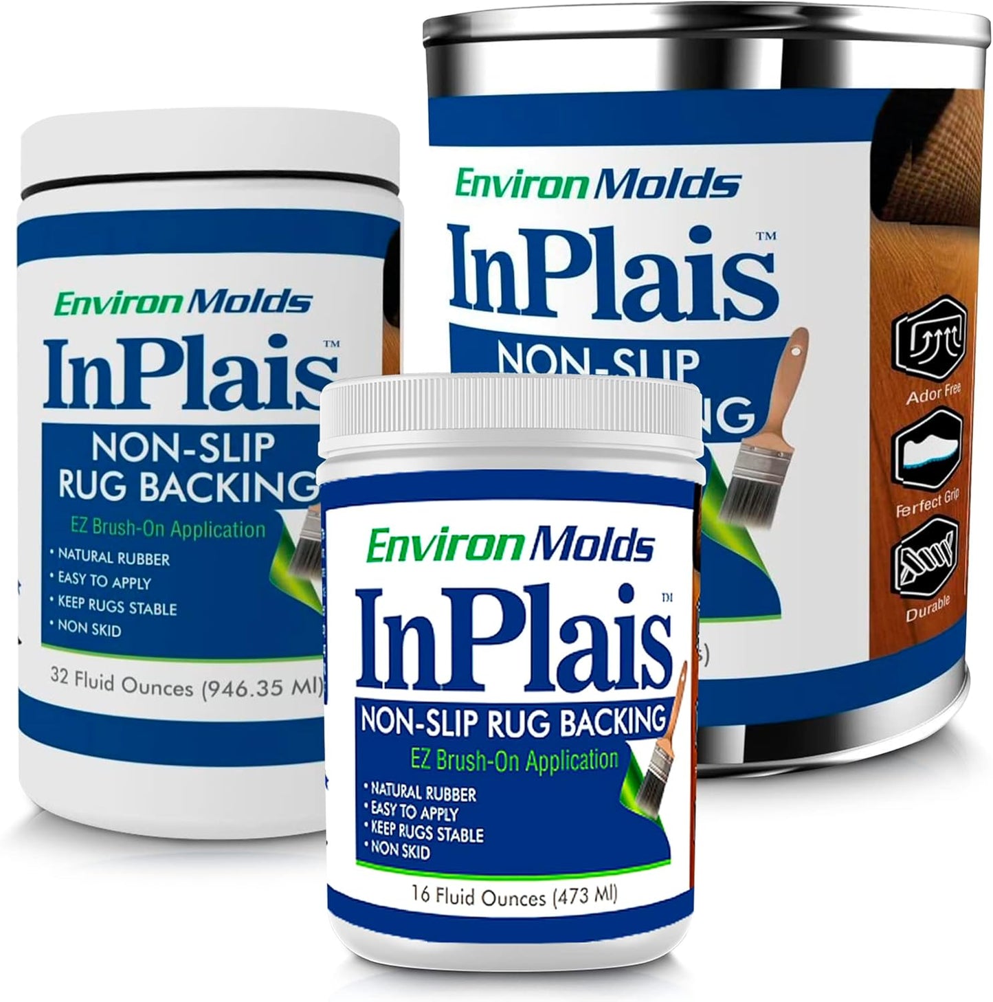 InPlais Non-Slip Area Rug Backing 1-Gallon (3.7854 Liters) Fabric & Floor Safe Latex Layer | Easy, Paint-On Application Liquid | Kitchen, Bathroom, Hallway, Living Room | Dries Quickly