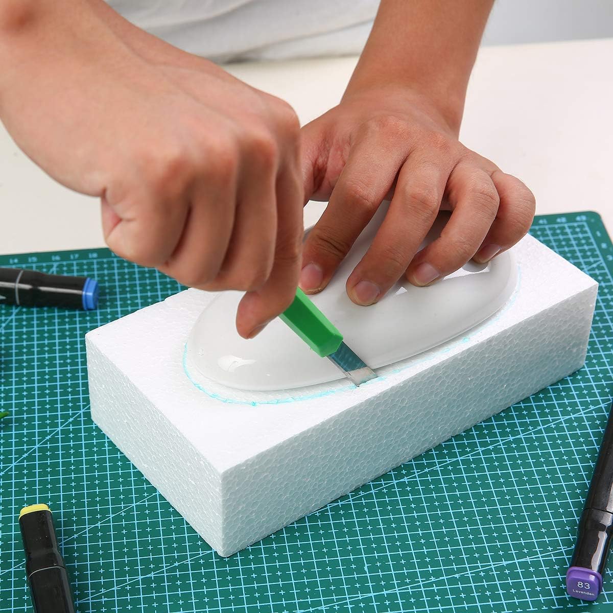 Crafare 8 Pack Craft Foam Blocks 8X4X2 Inch Polystyrene Brick Rectangle for Arts,School Modeling Projects Sculptures,Floral Arrangements,Party Table Centerpieces