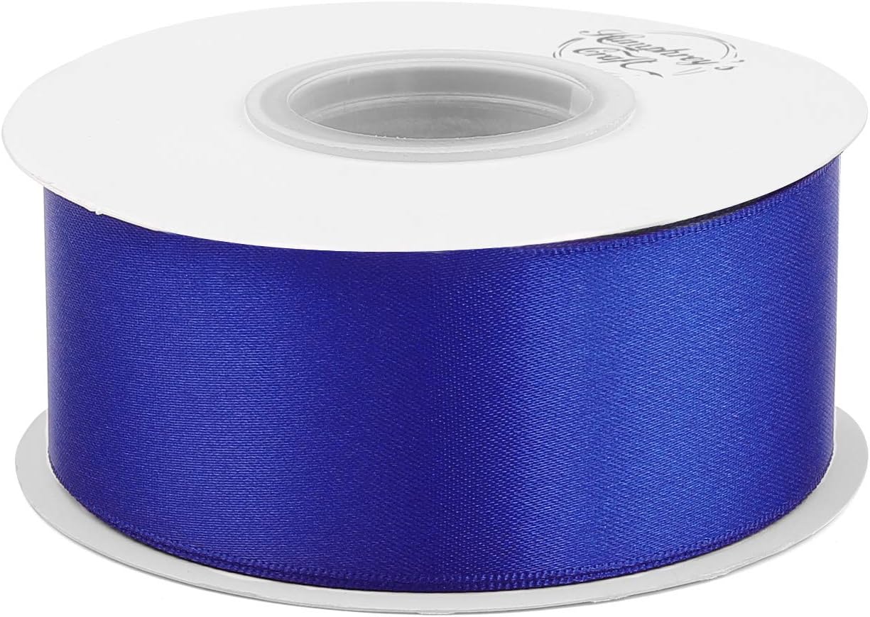 Humphrey's Craft 1-1/2 Inch Cobalt Blue Double Faced Satin Ribbon - 25 Yards Variety of Color for Crafts Gift Wrapping Bows Bouquet Decoration Sewing Christmas Tree Wedding Invitation Card.
