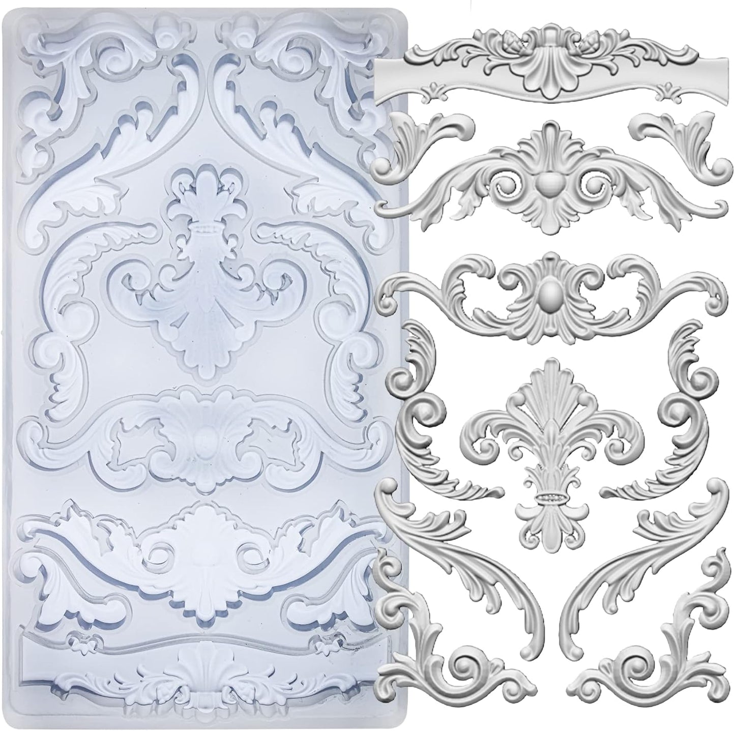 Scrollworks Mold for Polyclay Air Dry Clay Plaster