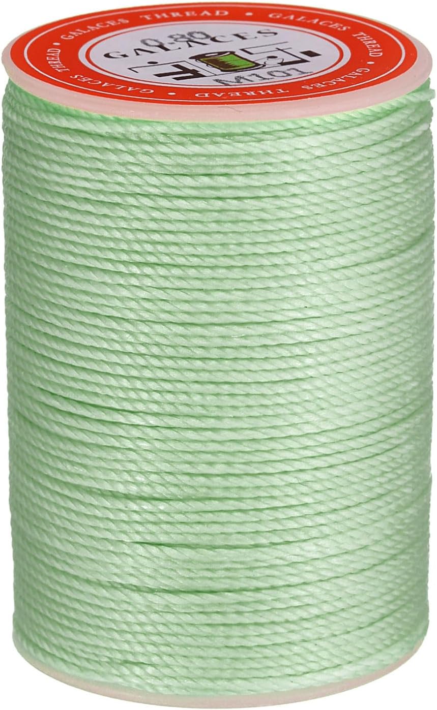uxcell Round Leather Sewing Waxed Thread, 55m / 60 Yards Wax Polyester String, 0.8mm Waxed Stitching Cord for Leather Crafts, Bookbinding, Bracelets Braided, Mint Green