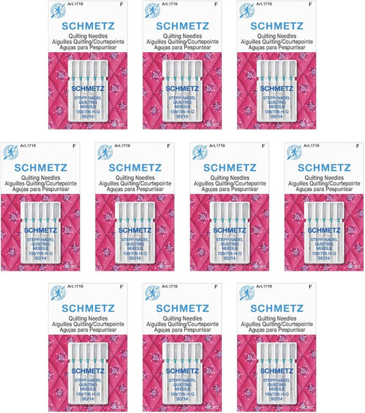 SCHMETZ Quilting Needles - Size 90/14, 5-Needle Cards, Pack of 10
