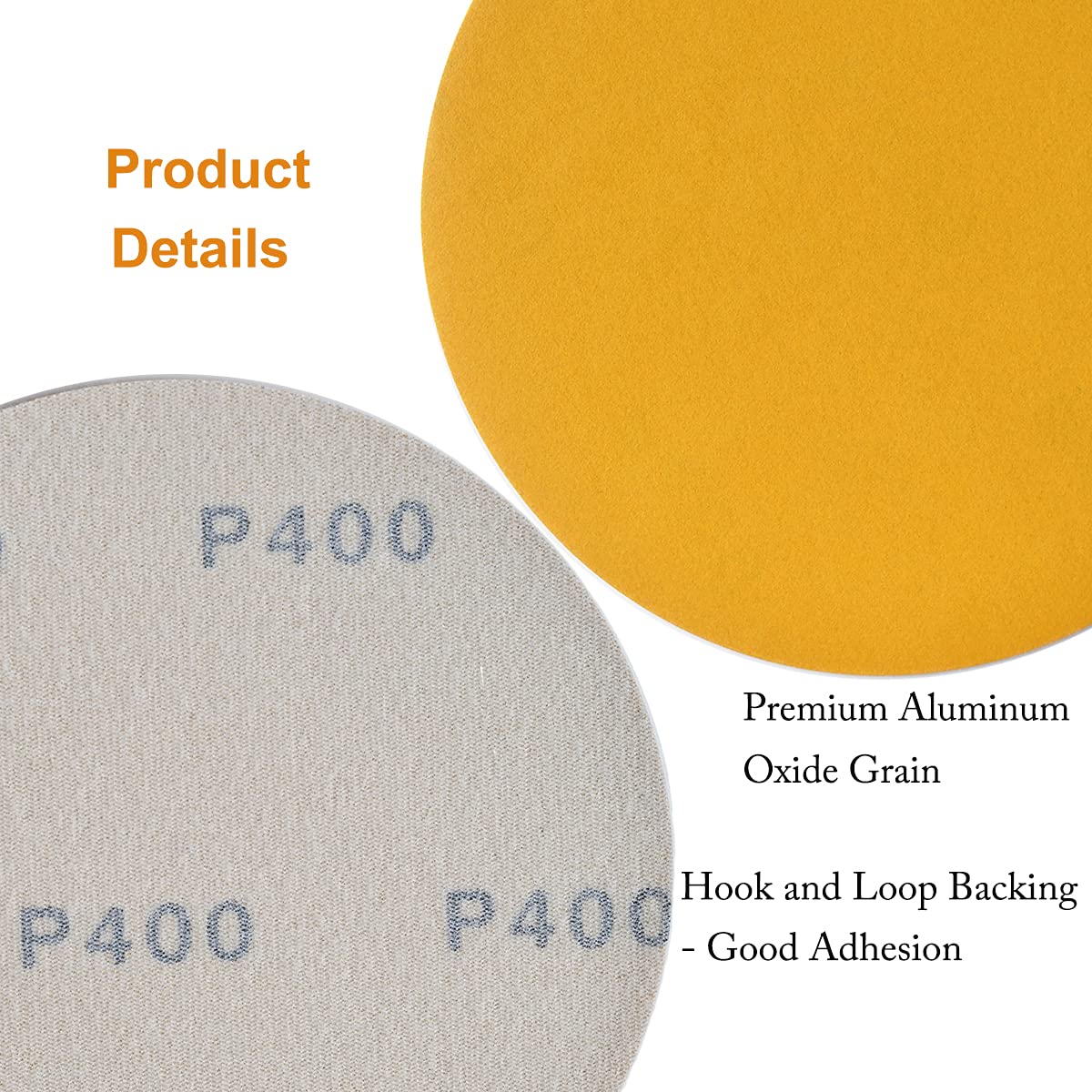 6-Inch No-Hole Hook and Loop Sanding Discs, 60/80/100/120/150/220/320/400/600/800 Assorted Grits Sandpaper for Random Orbital Sander, 100-Pack