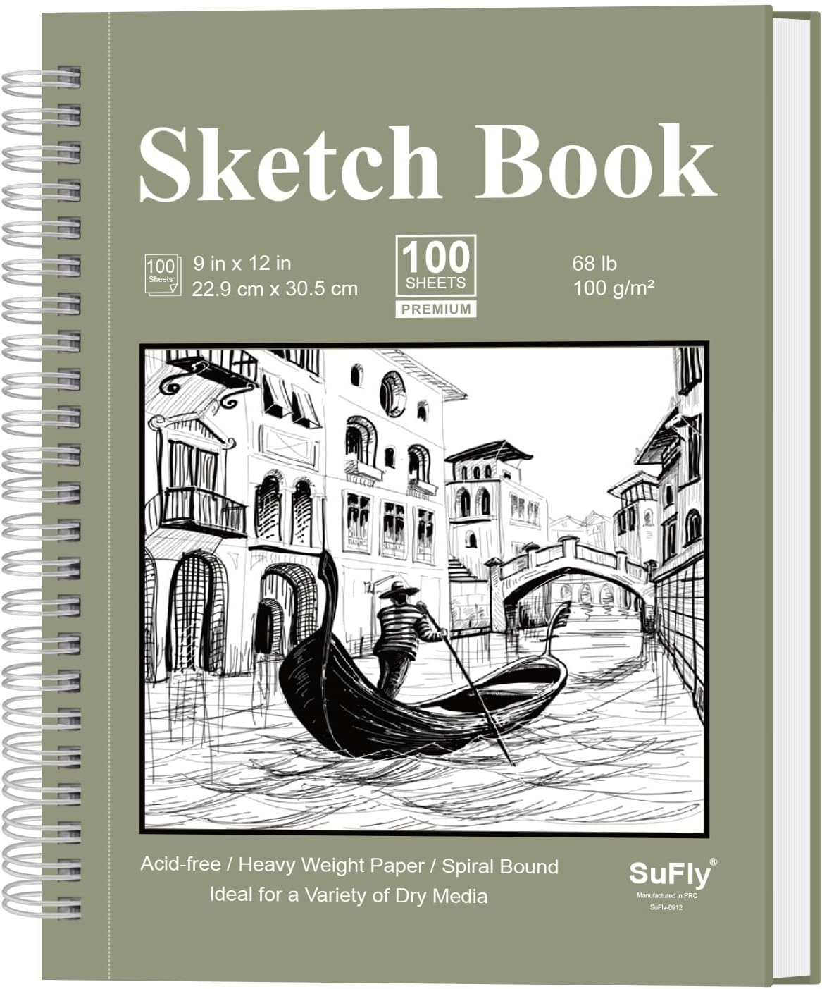 9 x 12 Sketchbook, 68lb/100gsm Sketch Pad 100 Sheets Spiral Bound Acid Free Drawing Paper with Hard Cover Art Paper for Drawing and Painting for Graphite Pencil, Charcoal, Pastels, for Kids & Adults