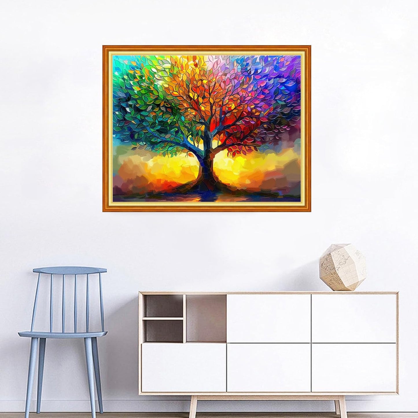 Joyhoor Cross Stitch Kits for Beginners Stamped Cross-Stitch Supplies Needlework preprint Embroidery Kits for Adults DIY Needlepoint Kits Embroidery Patterns 11CT-Colorful Tree 16x20 inchs