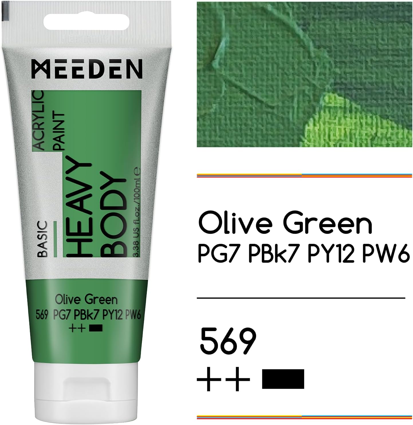 MEEDEN Acrylic Paint Olive Green: Bundled with Additional Titanium White Color - 100ml/3.38oz x 2 Bulk Heavy Body Acrylic Paint Tubes for Art Craft Painting