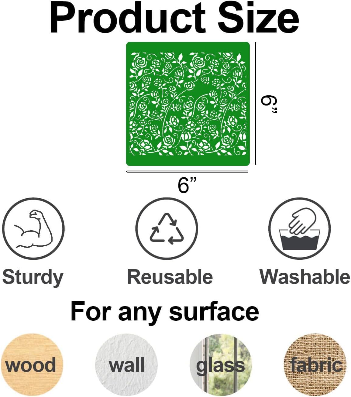 Damask Stencils for Crafts Reusable 6” Texture Stencils Floral Background Stencil Leaf Templates for Painting on Wood Furniture Card Canvas