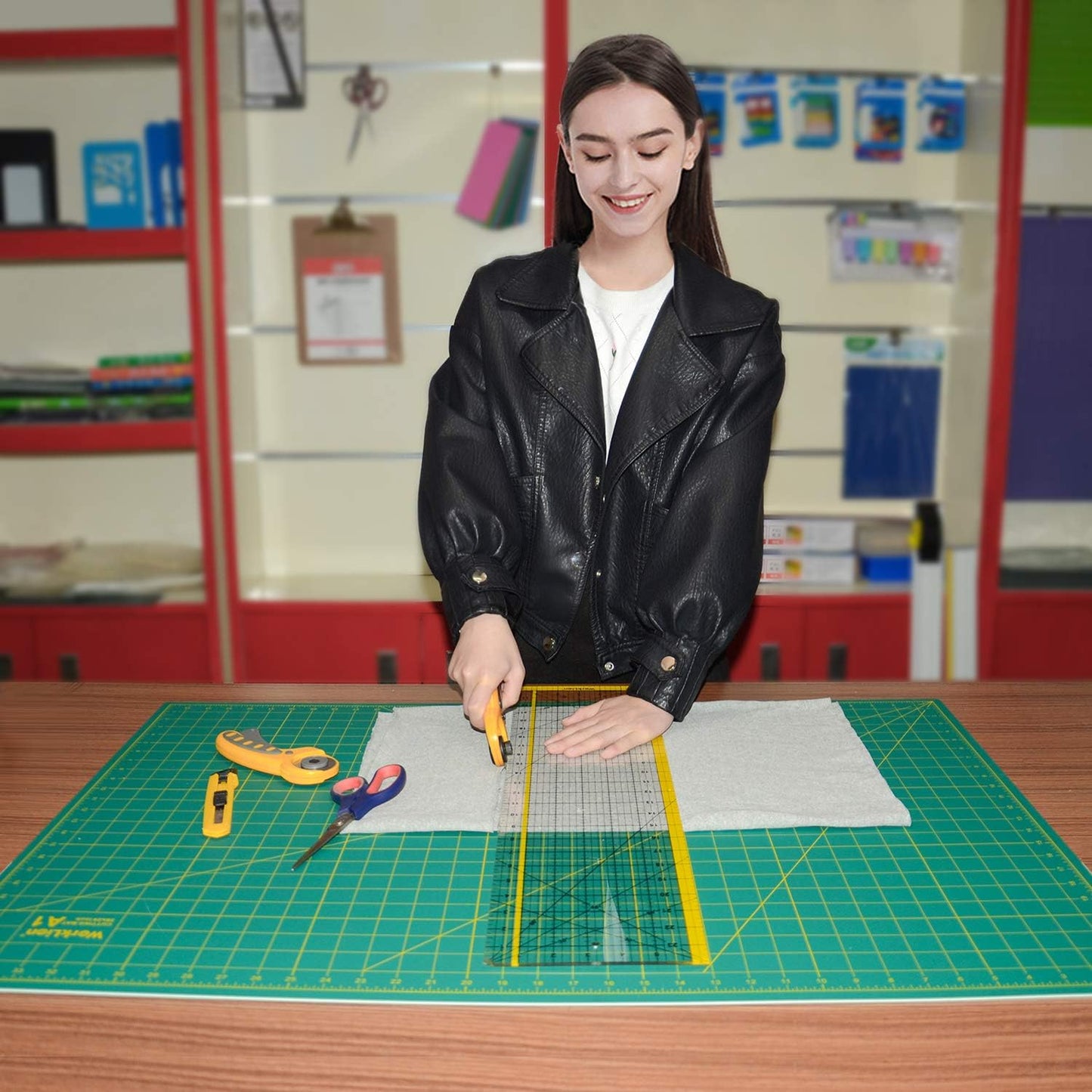 WORKLION Self Healing Cutting Mat: 24 x 36 inch Large Double Sided 5-Layer Gridded PVC Cut Mat for Sewing & Quilting & Scrapbooking & Arts and Crafts Projects (Green/Black)…