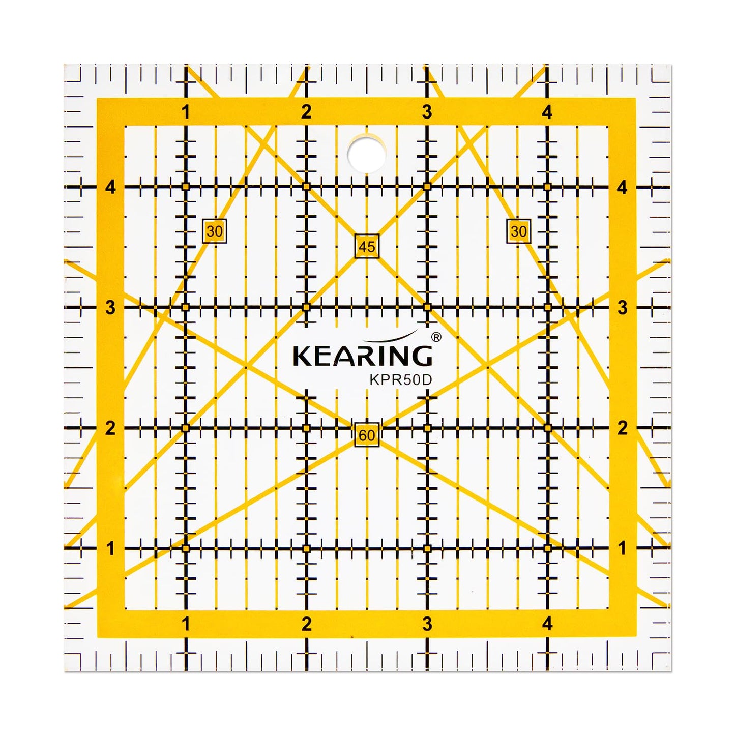 KERING Patchwork Quilting Ruler - 5x5 inch Non-Slip Acrylic Square Ruler for Foundation Paper Piecing, Bias Strips & Rotary Cutting, Durable Quilter's Tool with Anti-Slip Backing
