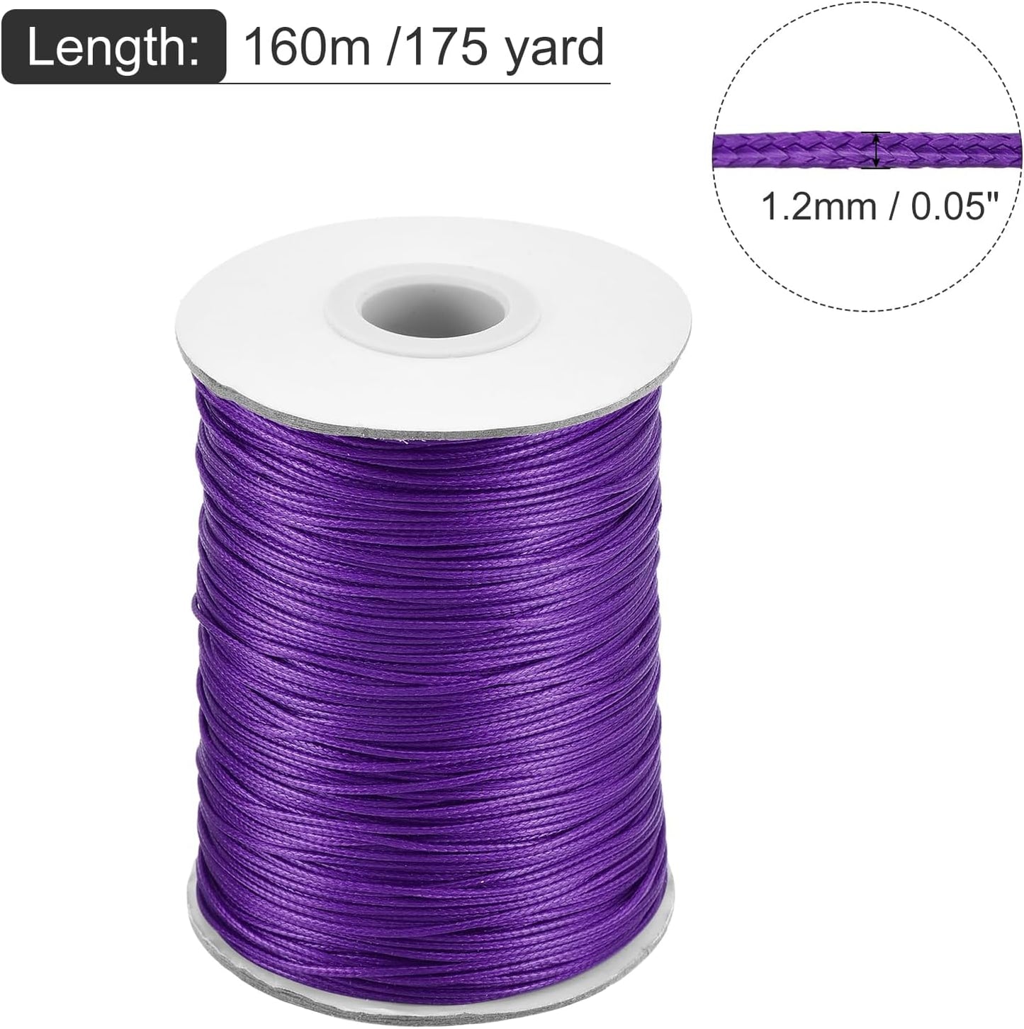 MECCANIXITY Waxed Cord 1.2mm Waxed Polyester Cord 175 Yard Wax String for Bracelet Making,Necklaces, Beading,Jewelry Making and DIY Crafts(Dark Purple)