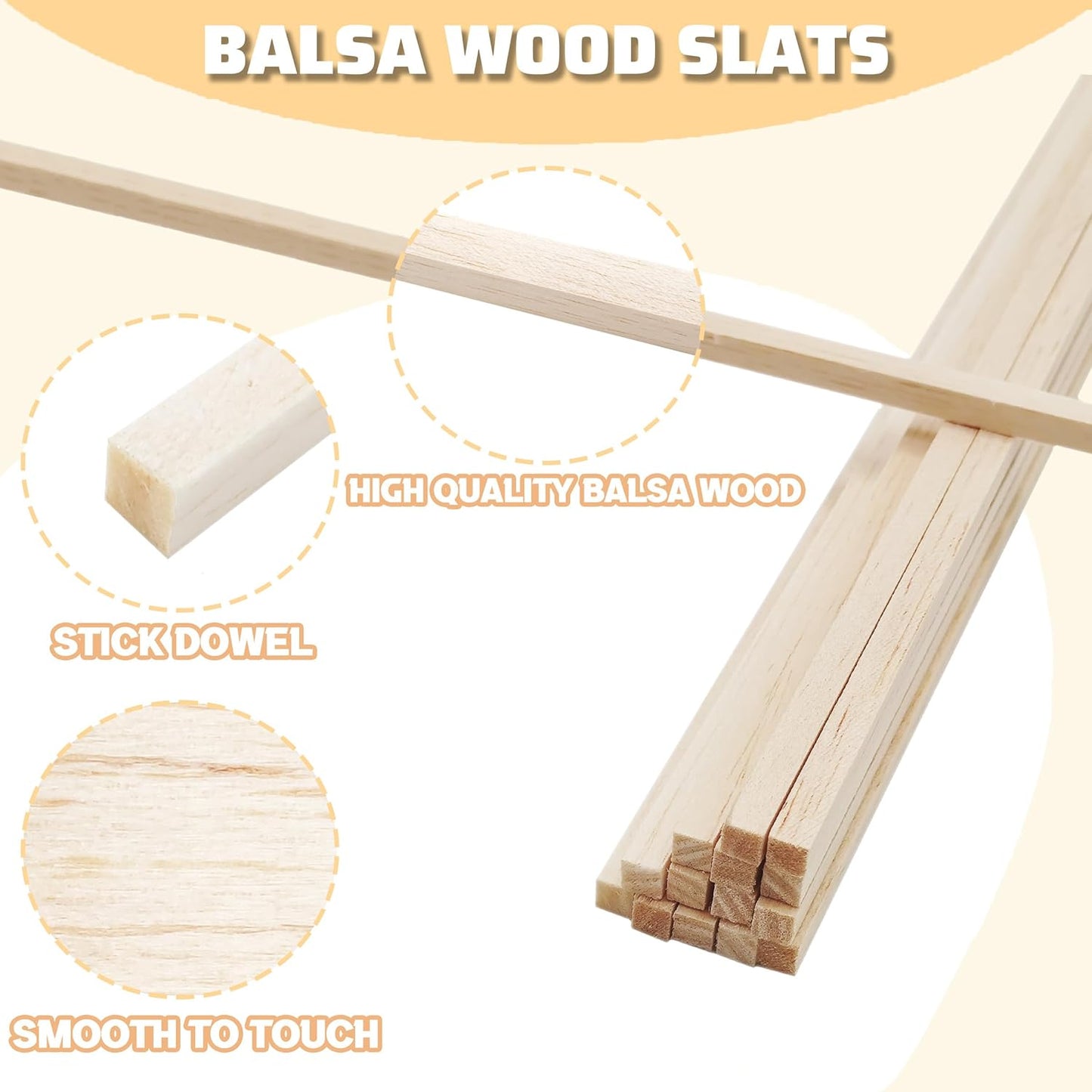 120Pcs Balsa Wood Square Dowels 1/4 x 1/4 x 12 inch DIY Sticks for Crafts Model Making (1/4"x12"-120pcs)