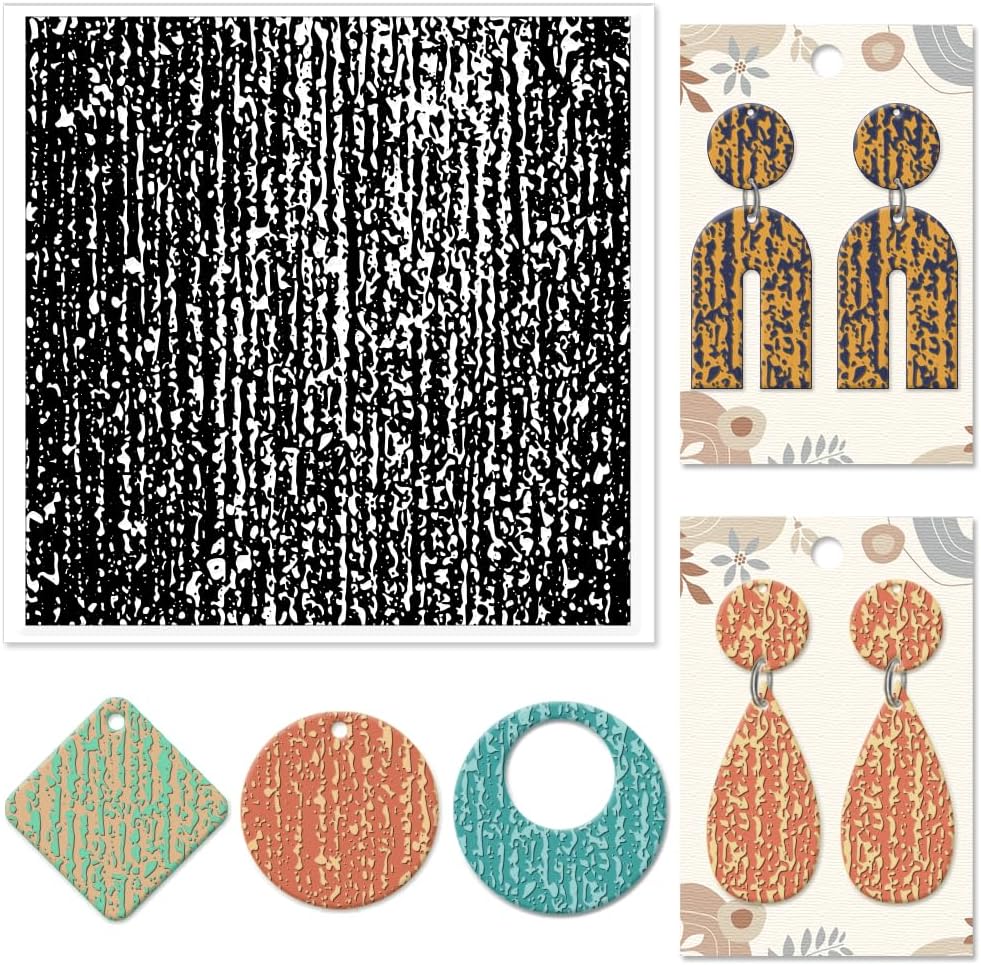 CHGCRAFT Polymer Clay Texture Sheets Sandpaper Texture Silicone Clay Texture Mat Silicone Texture Stamps Clay Modeling Pattern Pad for DIY Clay Jewelry Earrings Clay Mat