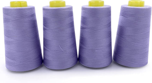 Tortoise 4 Cones of 3000 Yards Each Spool Thread for All Purpose, Serger, Overlock, Quilting, Sewing Machine - 100% Polyester, Light Purple