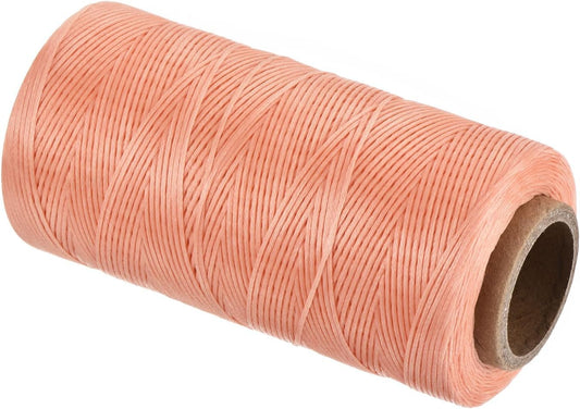 MECCANIXITY Waxed Thread,197 Yard 1mm 210D Flat Wax Thread Polyester Waxed String for Leather Sewing Hand Weaving Book Binding Home Decoration,Light Pink