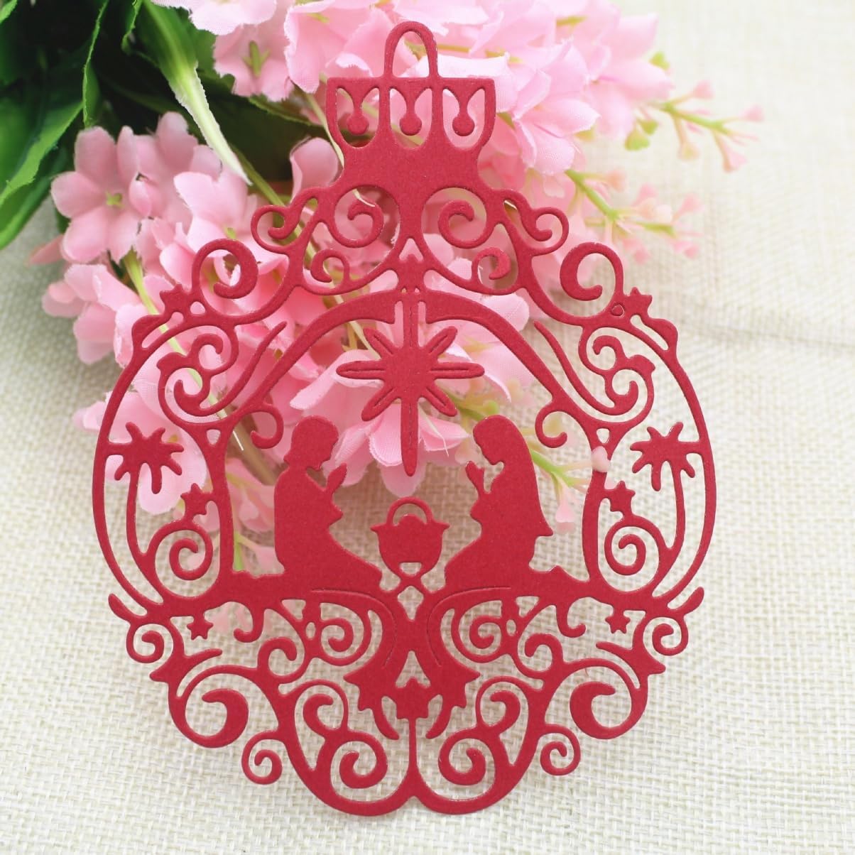 Mvchifay Cutting Dies Happy Birthday Metal Stencils Scrapbooking Tool DIY Emboss Paper Card Making (Pray couples-12.6x10.2cm)