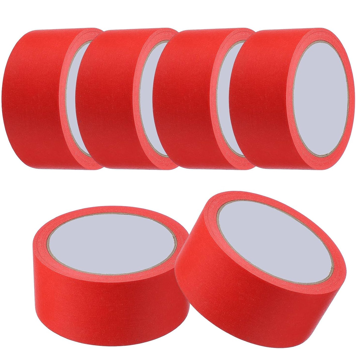 MECCANIXITY Masking Tape 1.8 Inch x 21 Yard Painter's Tape Red Paint Tapes for DIY Crafts Arts Drawing Decoration Labeling Car Painting Artist Teachers, Pack of 6