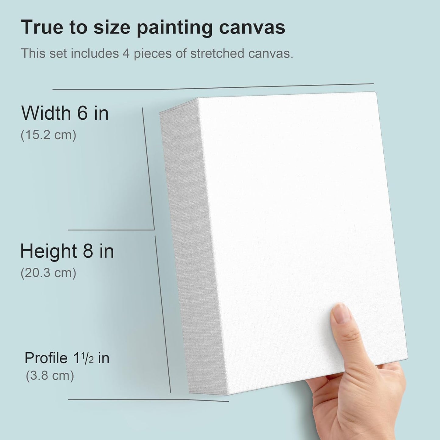 PHOENIX 6x8 Inch 4 Pack Gallery Canvas - Small 1.5 in Thick Canvases for Painting - Deep Edge 100% Cotton 11 Oz. Gesso Primed White Blank Professional Canvas Oil & Acrylic Paints