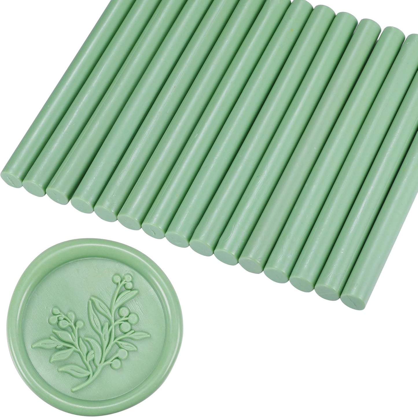 Yoption 15 Pieces Sage Green Glue Gun Sealing Wax Sticks for Wax Seal Stamp, Great for Wedding Invitations, Envelopes, Cards, Christmas Gift Ideas, Wine Packages