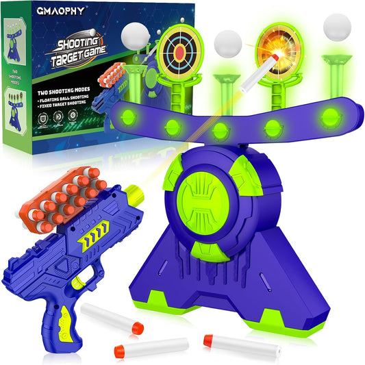 GMAOPHY Shooting Games Toy Gift for Age 5, 6, 7, 8, 9, 10+ Years Old Kids, Glow in The Dark Boy Gift Floating Ball Targets with Foam Dart Toy Blaster, 10 Balls 5 Targets
