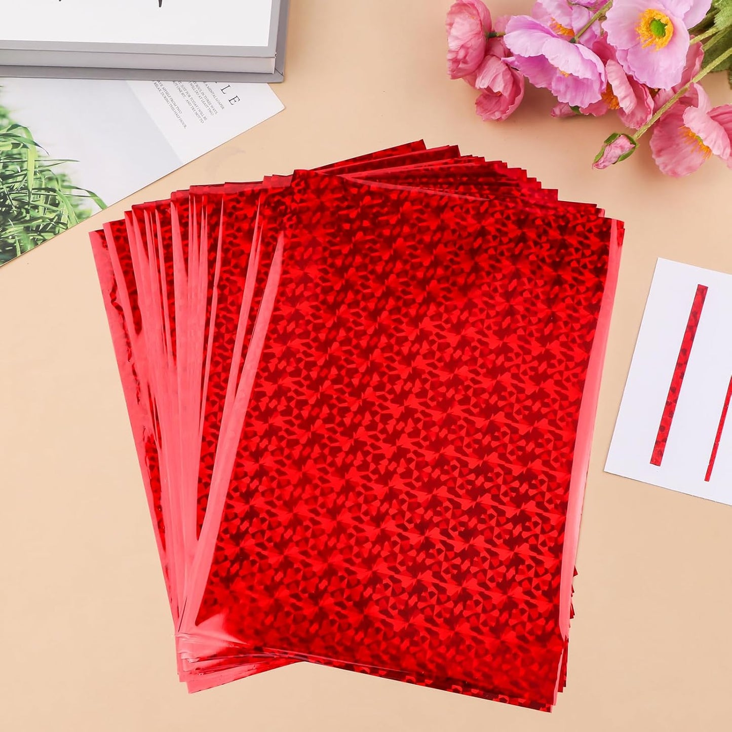 Briartw 50 Sheets Red Gemstone Toner Reactive Foil - Per Sheet 20x29cm (7.9 x 11.4 inch)- Metallic Finish for Laser Printers & Laminators - Ideal for Printing,Cardmaking,Scrapbooking,DIY Projects