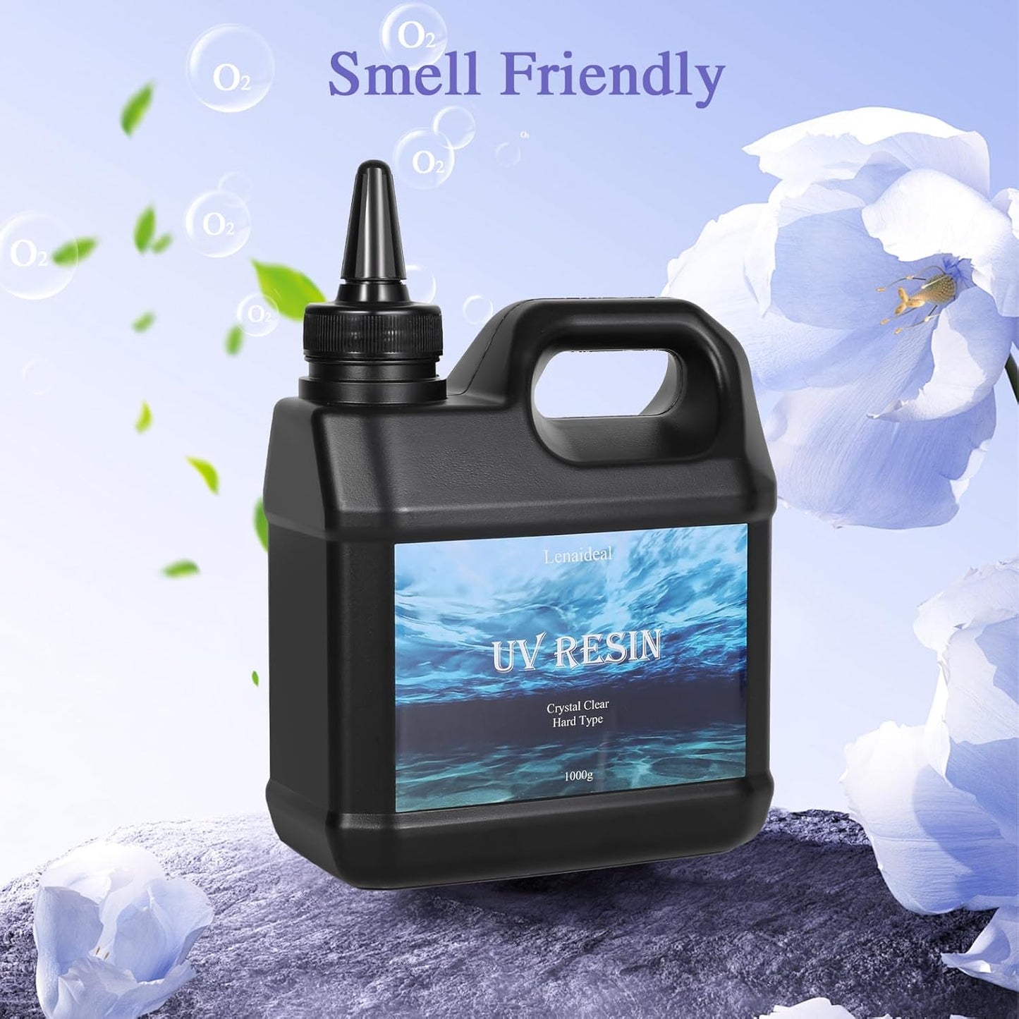 Lenaideal1000g UV Resin-Upgrade Ultraviolet Epoxy Resin Crystal Clear,High Gloss Hard Type with Fast Curing and Low Odor for Jewelry Making and Coating