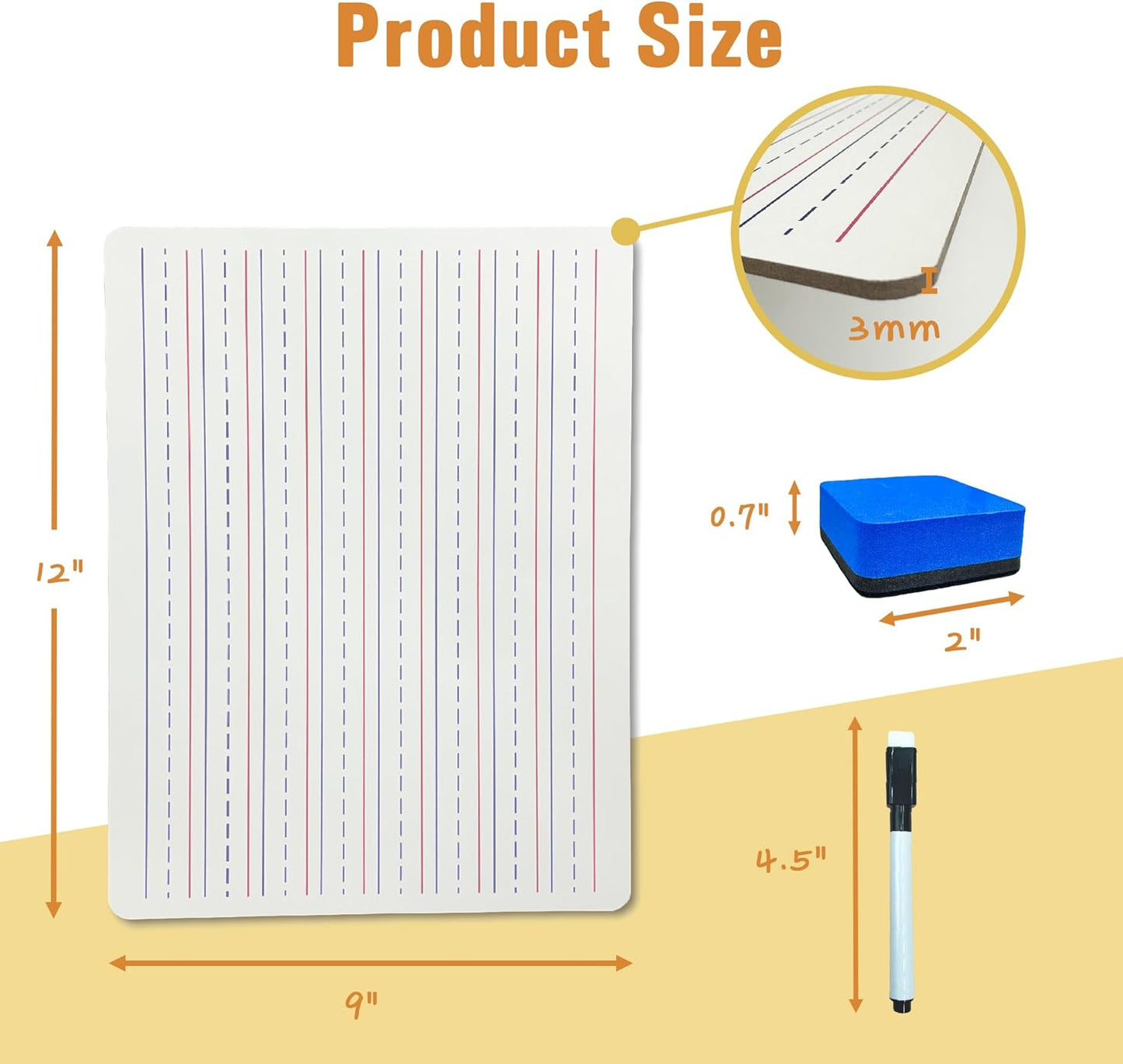 Small Dry Erase Lapboard Set - 6 Pack, 9 x 12 Inches Double Sided Personal White Boards with 6 Markers and 6 Dry Erasers - Perfect for Student, Teacher, Classroom, Office and Meeting