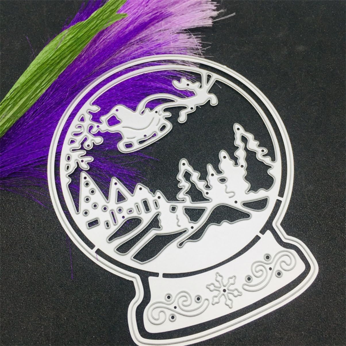 Mvchifay Cutting Dies Happy Birthday Metal Stencils Scrapbooking Tool DIY Emboss Paper Card Making (Christmas Snowball-12.2x10.3cm)