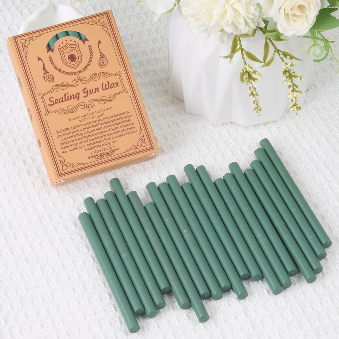 Olive Green Sealing Wax Sticks, WASOHLING 20Pcs Glue Gun Wax Seal Sticks for Wax Seal Stamp, Green Wax Seals for Wedding Invitation Envelope Letter Seals, Craft Adhesive (Mini Size)