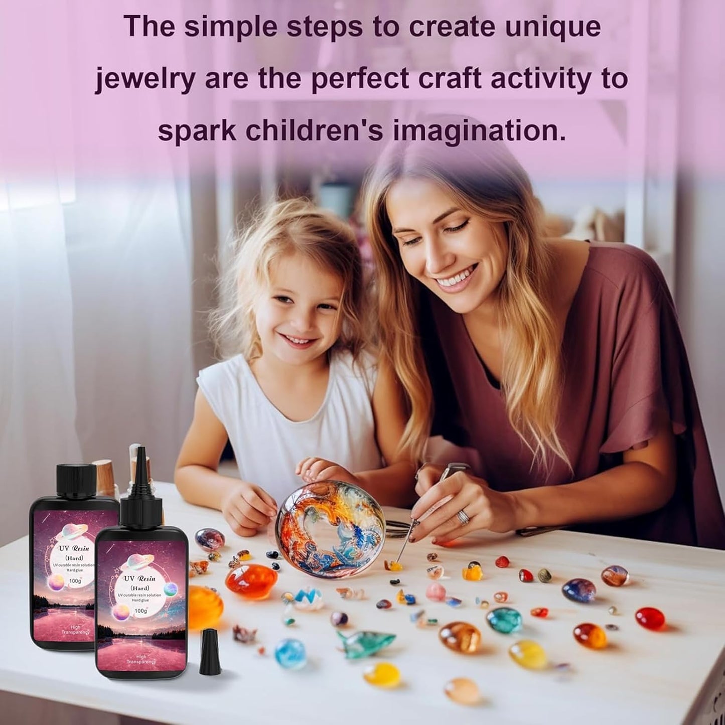 YV-cozx UV Resin Jewelry Making Kit,Crystal Clear Resin with 26 Letter Molds and Casting Tools,DIY Jewelry Making Kit for Necklace,Keychain,Earring (Jewelry Kit)