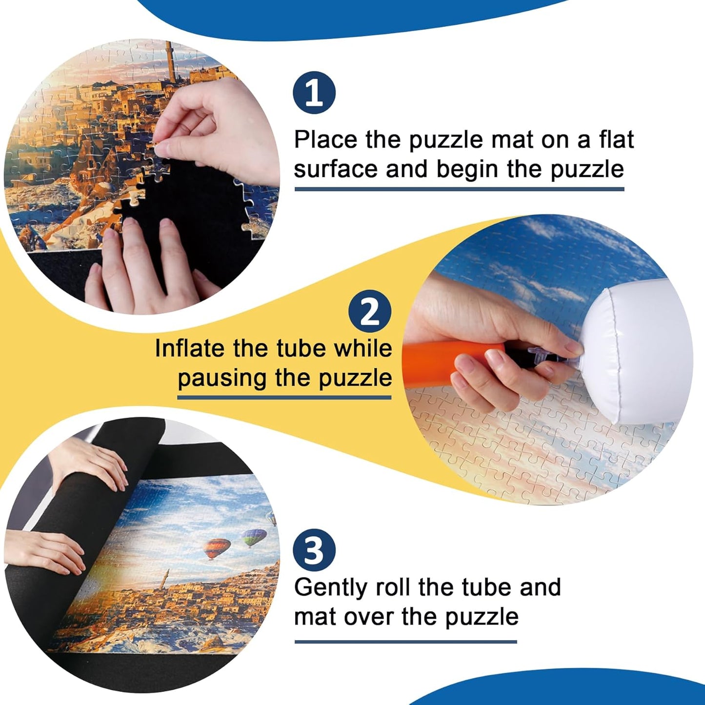 Puzzle Mat Roll Up Puzzles Board for Jigsaw Up to 2000, 1500, 1000, 500 Pieces Large Portable Table Saver Mats Puzzle Keeper Cover with Sorter Trays Storage Bag Kit Holder Organizer Pad for Adults
