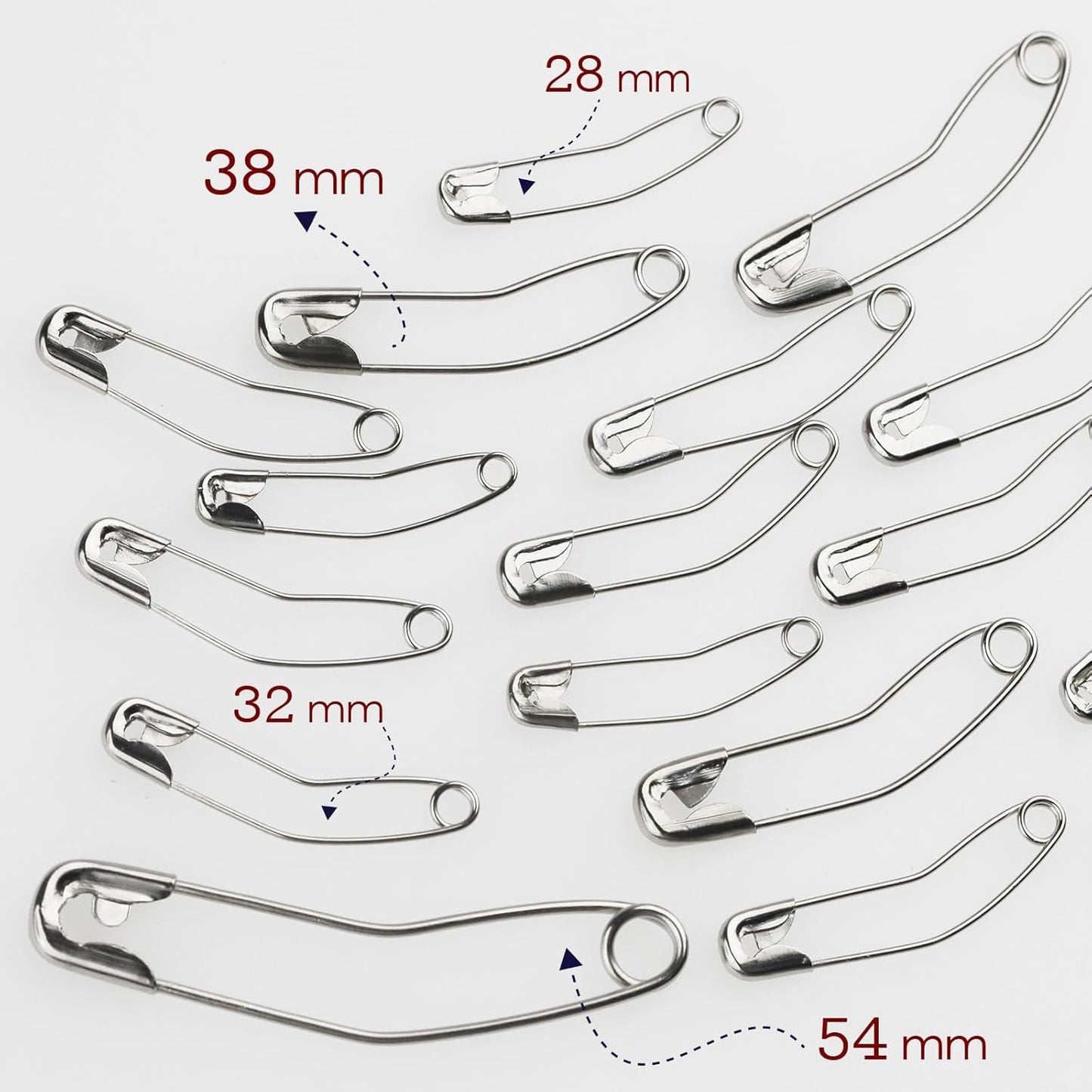 160 Pack Curved Safety Pins for Quilting Basting Pins 28mm 32mm 38mm 54mm Assorted Sizes Quilting Safety Pins Stainless Steel Quilting Pins