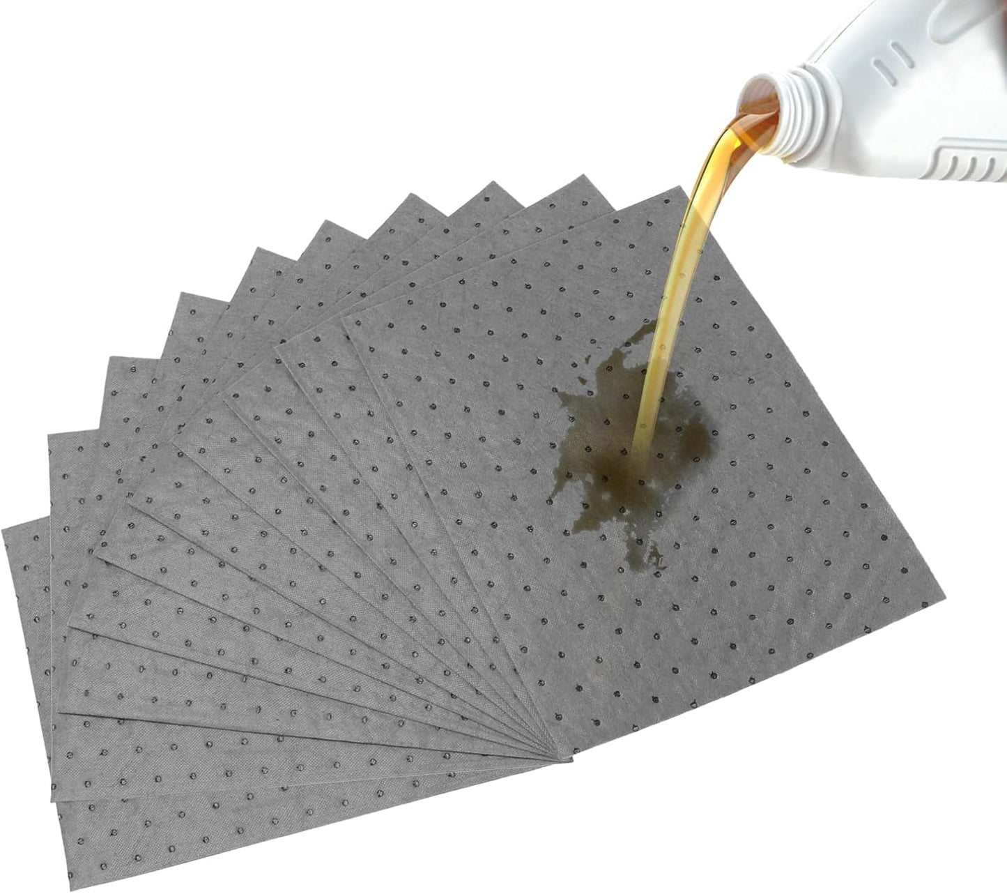 Oil Absorbent Pads Weight Dimpled Pad Garage Accessories Water Absorbent Mat Oil Spill Mat for Oil-Based & Water-Based Fluids Absorbing & Protecting Home Garage Basement (Gray,9.8'' x 13'') (10PCS)