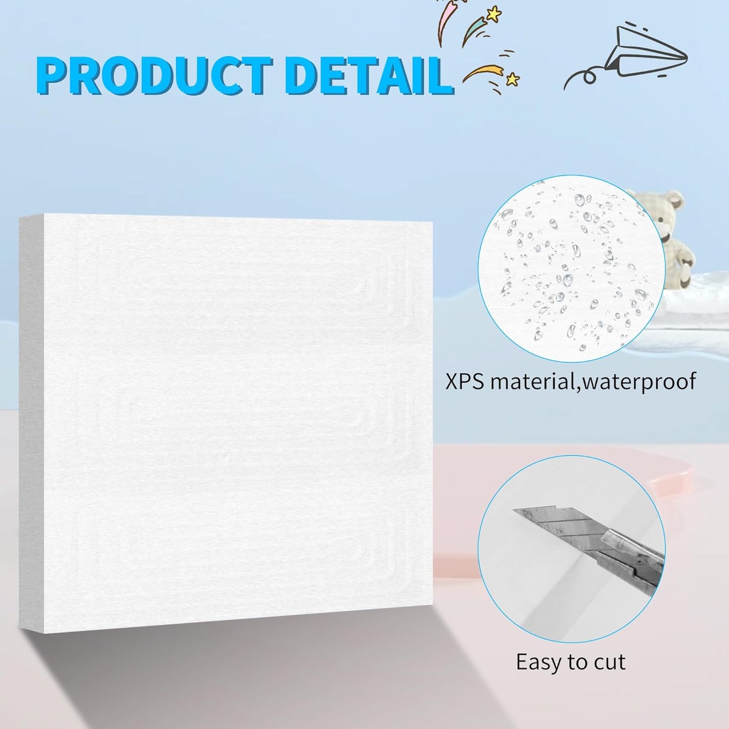LuckyFoam White 4 Pack 12x12x1 inch Foam Sheets 1 Inch Thick Polystyrene Rectangles XPS Foam Board Craft for Insulating DIY Modeling Art Supplies