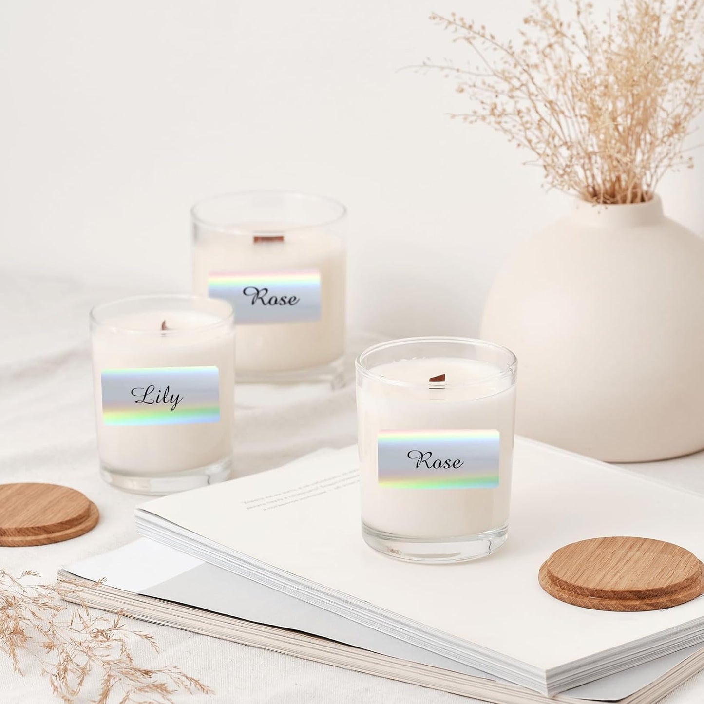 Direct Thermal Label 2x1 Inch- Barcode Labels- Holographic Thermal Sticker Labels for Address, Shipping, Compatible with Rollo Label Printer & MUNBYN& Zebra (300 Labels/Silver)